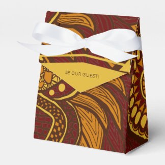 Caja Para Regalos Flor de oro negro de Ankara Maroon Brown