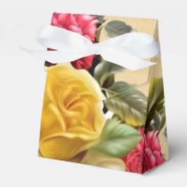 Caja Para Regalos Flor de rosas rojas y amarillas vintage