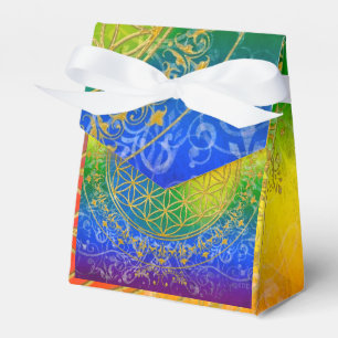 Caja Para Regalos Flor de vida / Blume des Lebes - arco iris dorado