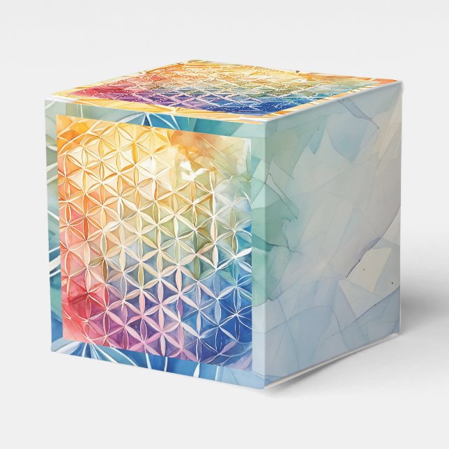 Caja Para Regalos Flor de vida - Pintura de acuarela (Costado Anverso)