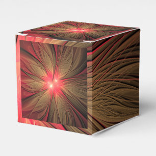 Caja Para Regalos Flor fractal de fanatismo rojo