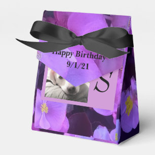 Caja Para Regalos Flor morada de lavanda Añadir inicial en perro d