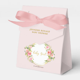 Caja Para Regalos Flor rosa y dorada Bebé ducha de bebé