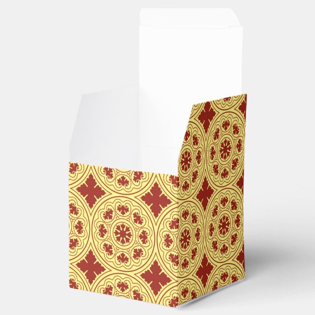 Caja Para Regalos Flor roseta roja amarilla medieval románica (Abierto)