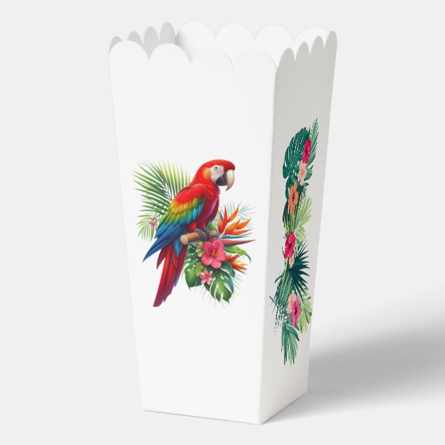 Caja Para Regalos Flor tropical de macao rojo (Reverso )