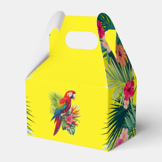Caja Para Regalos Flor tropical de macao rojo (Front Side)