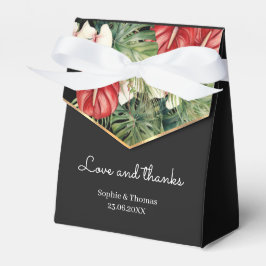 Caja Para Regalos Flor tropical y hojas boda oscuro