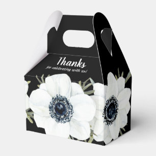 Caja Para Regalos Flora acuarela de anémonas blancas y negras
