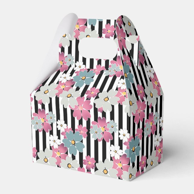 Caja Para Regalos Floral, a rayas (Front Side)