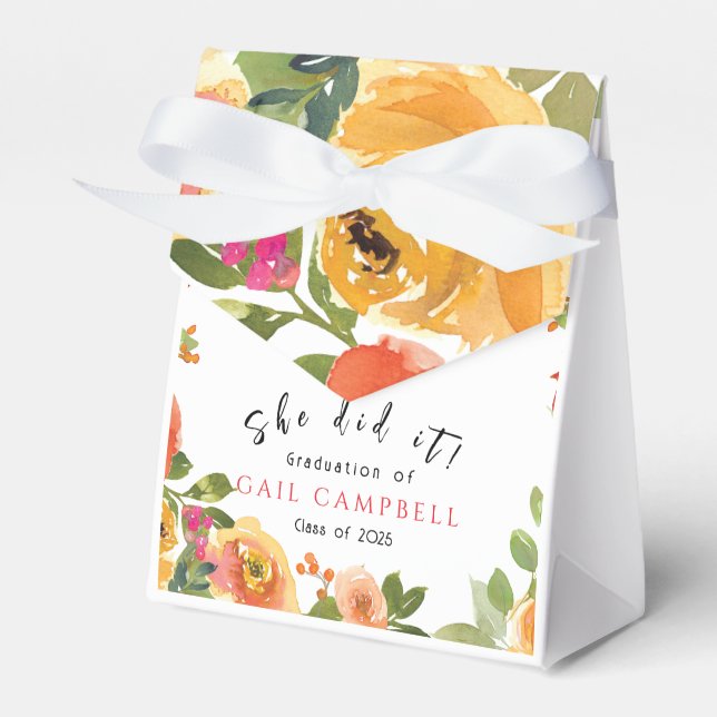 Caja Para Regalos Floral acuática rosa y melocotón (Front Side)