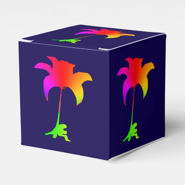 Caja Para Regalos Floral arcoiris Dk Azul Boda Cumpleaños (Costado Anverso)