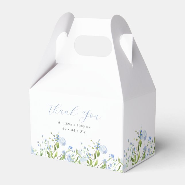 Caja Para Regalos Floral azul acuarela Gracias Boda (Front Side)
