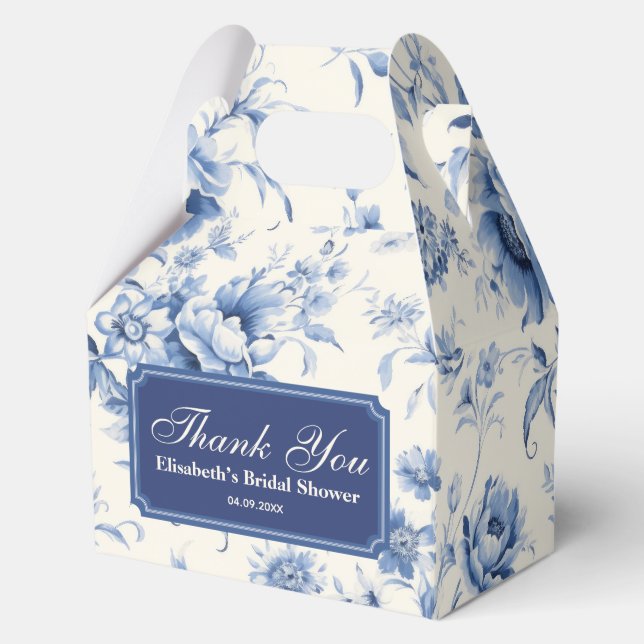 Caja Para Regalos Floral Azul Chinoiserie Toile Francesa (Anverso)