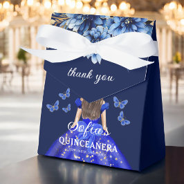 Caja Para Regalos Floral azul real Quinceañera Butterflies