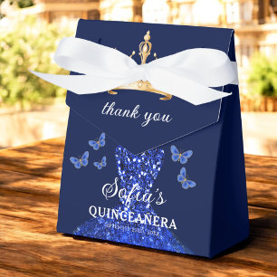 Caja Para Regalos Floral azul real Quinceañera Butterflies