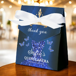 Caja Para Regalos Floral azul real Quinceañera Butterflies