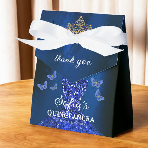 Caja Para Regalos Floral azul real Quinceañera Butterflies