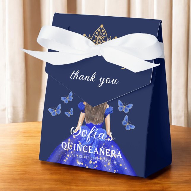 Caja Para Regalos Floral azul real Quinceañera Butterflies (Subido por el creador)