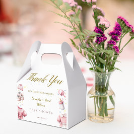 Caja Para Regalos Floral Baby Shower rosa vivo