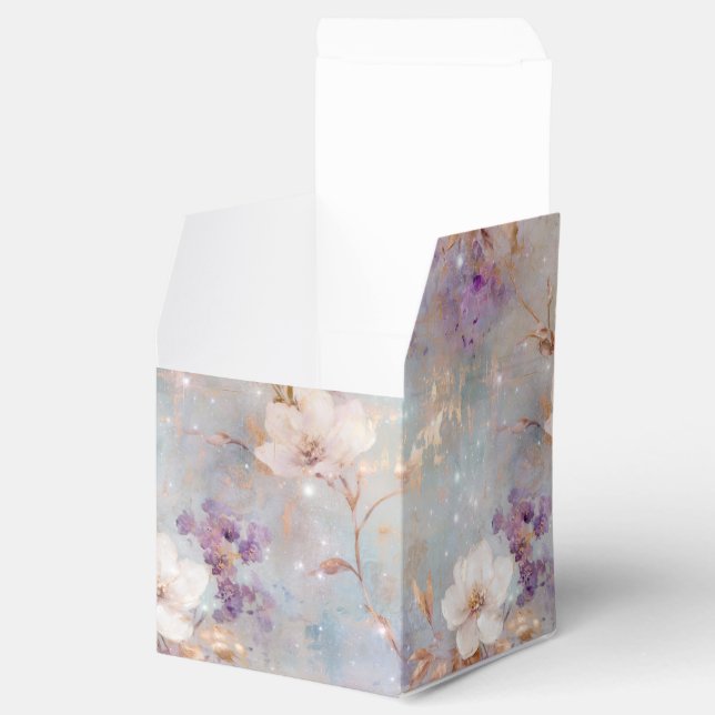Caja Para Regalos Floral blanca morada (Abierto)