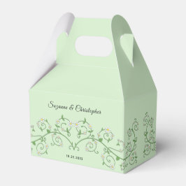 Caja Para Regalos Floral blanca personalizada Vine Corazón Mint Verd