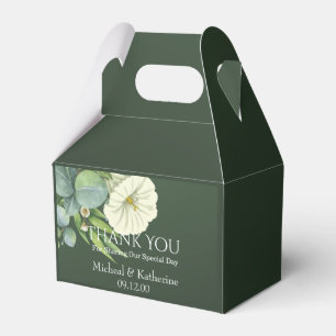 Caja Para Regalos Floral Blanca personalizado Y Verde Esmeralda Grac