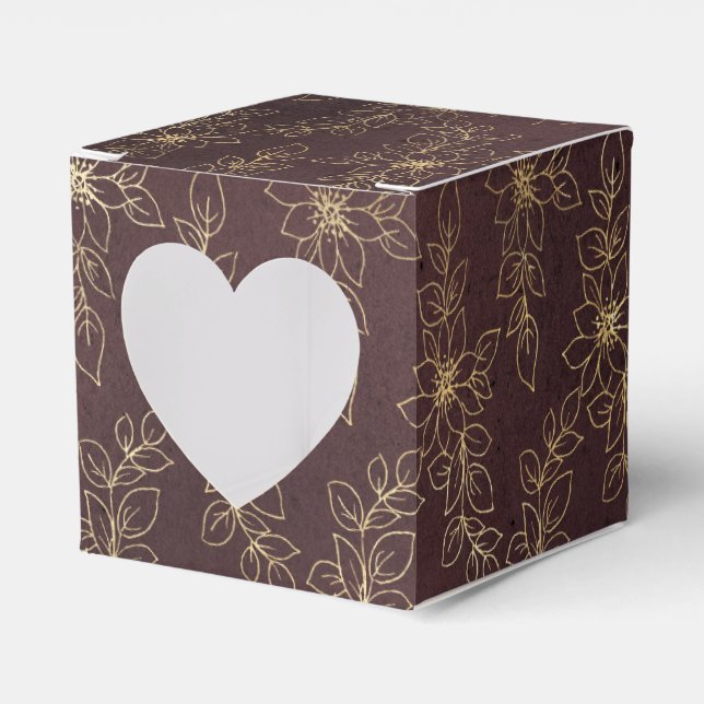 Caja Para Regalos Floral borgoña y dorada (Anverso)