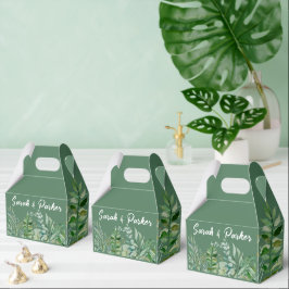 Caja Para Regalos Floral Botánico Verde Follaje Verde
