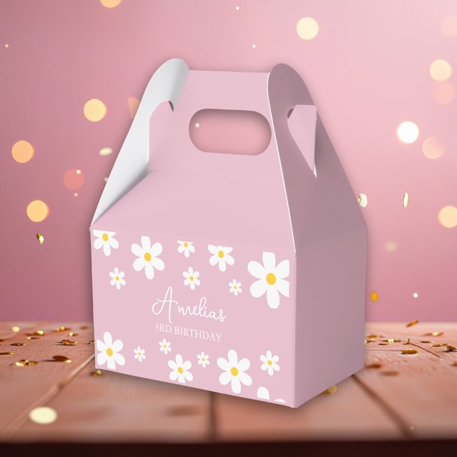 Caja Para Regalos Floral Daisy Pink Birthday Favor Box (Subido por el creador)