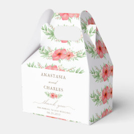 Caja Para Regalos Floral de color de agua rosa e marfil