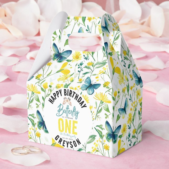 Caja Para Regalos Floral de mariposa singulares 1º cumpleaños (Boda)