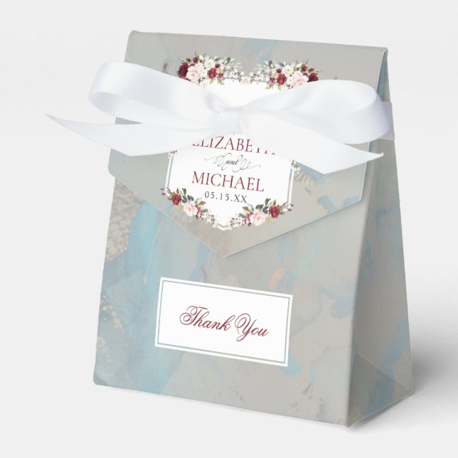 Caja Para Regalos Floral de Rubor Dusty Blue Burgundy (Front Side)