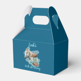 Caja Para Regalos Floral Ecuestre Caballo Occidental - Azul Marino
