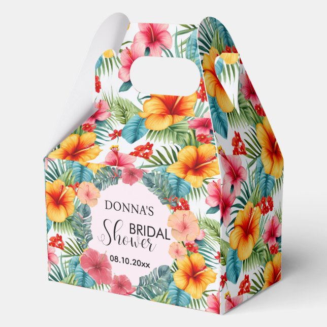 Caja Para Regalos Floral exótica ducha de novias hawaiana (Anverso)