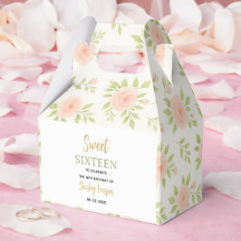 Caja Para Regalos Floral Gold Script Sweet Sixteen Birthday