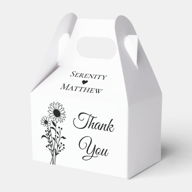 Caja Para Regalos Floral Gracias Sunflowers Wedding Party (Front Side)