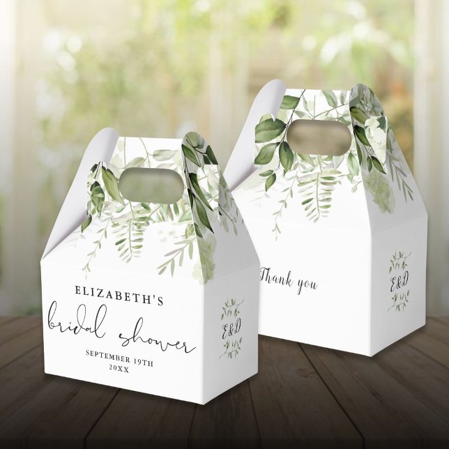 Caja Para Regalos Floral Greeneration Script Bridal Shower (Floral Greenery Script Bridal Shower Favor Boxes)