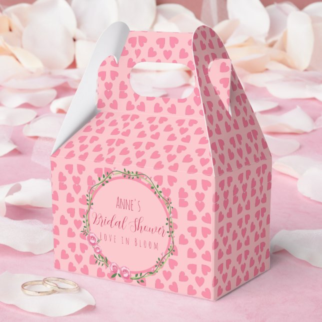 Caja Para Regalos Floral & Heart Pink Bridal Shower Favor Box (Boda)