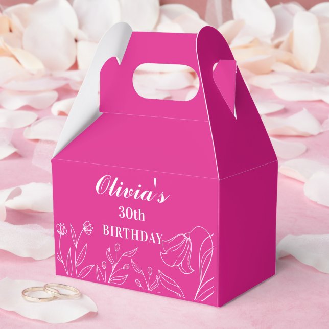 Caja Para Regalos Floral Hot Pink 30 cumpleaños elegante (Boda)