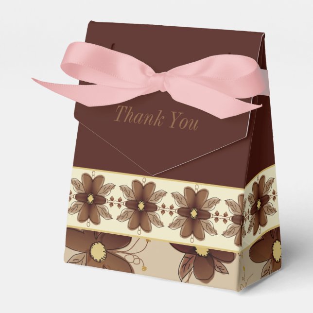 Caja Para Regalos Floral marrón elegante (Front Side)