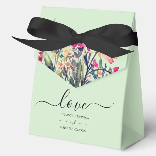 Caja Para Regalos Floral Mint Green Love Favorito Box (Anverso)