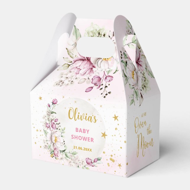 Caja Para Regalos Floral Moon Pink Baby Shower (Front Side)