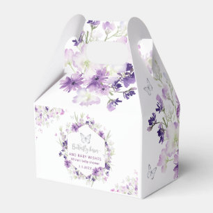 Caja Para Regalos Floral morada de plata mariposa de baño de bebé