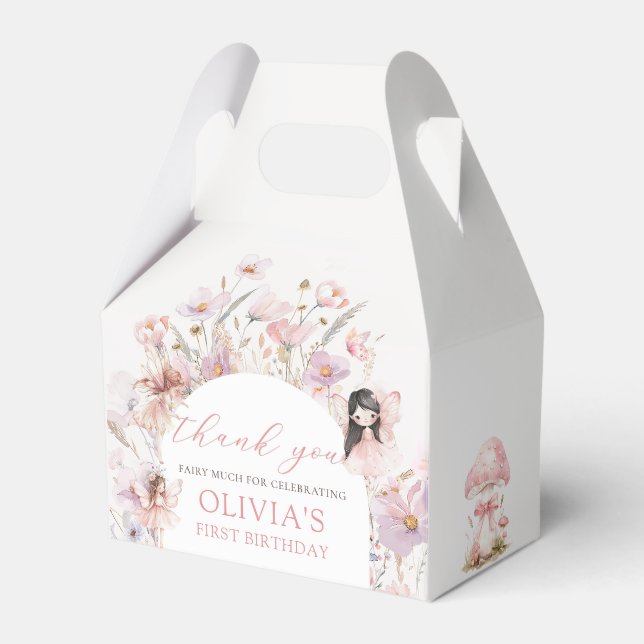 Caja Para Regalos Floral Mushroom Fairy Birthday Favor Box (Front Side)