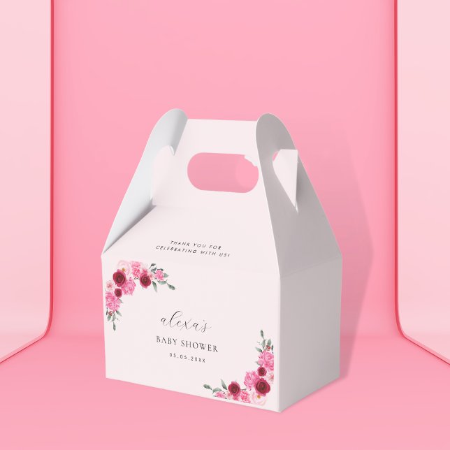 Caja Para Regalos Floral Navidad rosa | Baby Shower Chica de inviern (Subido por el creador)