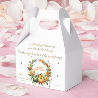 Caja Para Regalos Floral Otoño Naranja Verde Calabaza Baby Shower