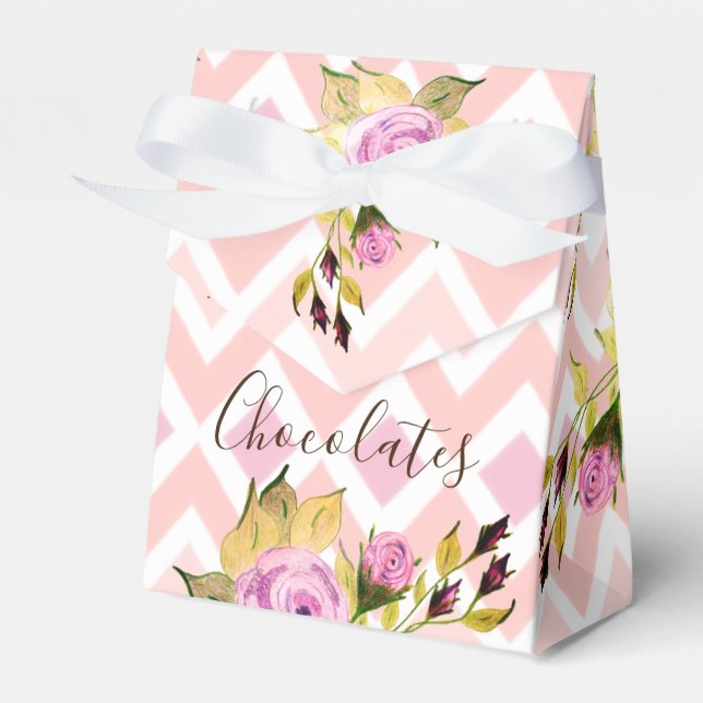 Caja Para Regalos Floral Pateada Con Rosa (Front Side)