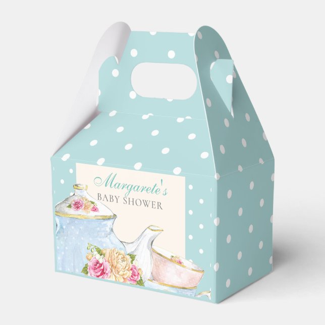 Caja Para Regalos Floral personalizada Baby Tea Shower Polka dot (Front Side)