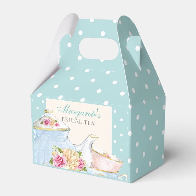 Caja Para Regalos Floral Personalizada Bridal Tea Polka punto (Front Side)
