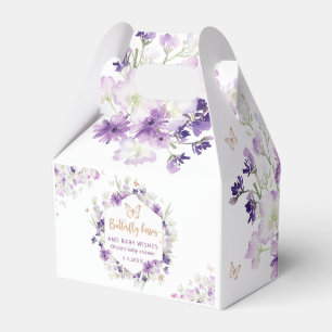 Caja Para Regalos Floral púrpura oro mariposa bebé ducha Favor Box